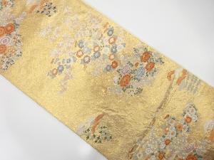 牡丹に菊・秋草模様織出し袋帯